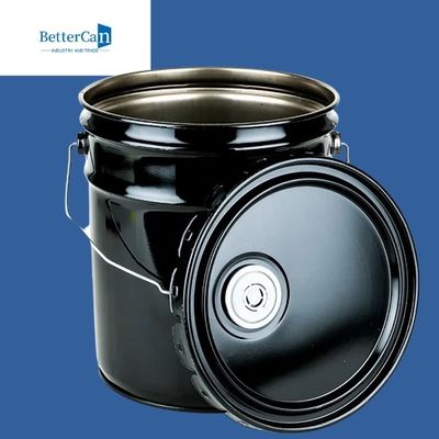 खरीदें 0.32मिमी-0.43मिमी मेटल पेंट पेल 20एल ढक्कन के साथ काली बाल्टी online manufacture