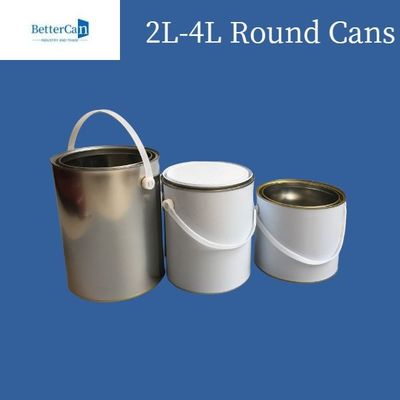 रासायनिक कोटिंग भंडारण के लिए 3 लीटर / 5 लीटर पेंट टिन के डिब्बे गोल धातु टिन के डिब्बे