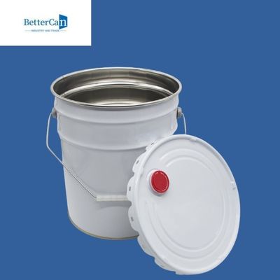 20L गोल धातु पेंट बाल्टी सफेद बाहरी धातु कवर के साथ