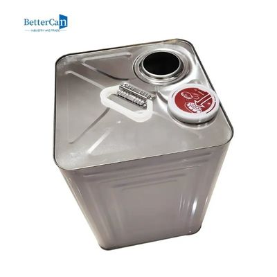 स्क्वायर टिनप्लेट टिन कैन 20L टिन ऑयल कंटेनर प्रेशर कैप के साथ